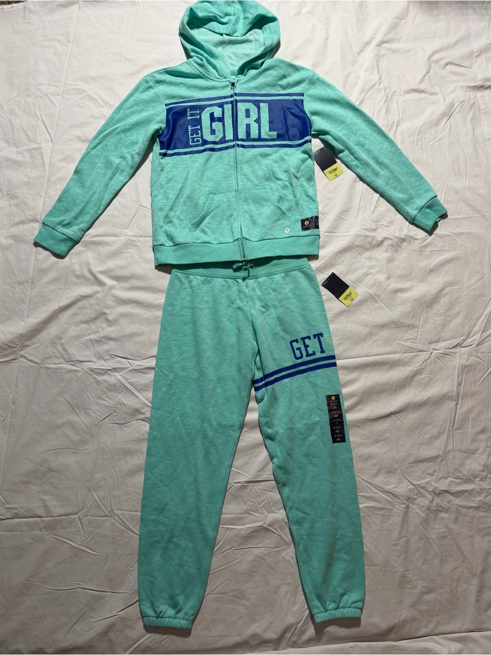 Xersion Girls Hoodie Jogger Set Relaxed sparkling mint Mixed Sizes L14/M10-12